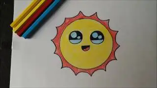 How to draw a sun : Cute Sun drawing : Simple sun drawing