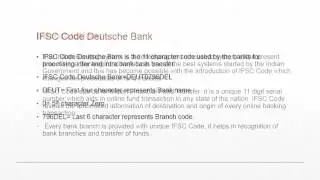 IFSC Code of Deutsche Bank in India