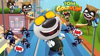 New Talking DEPUTY HANK Fights Raccoon Gangs Run Fast | Talking Tom Gold Run