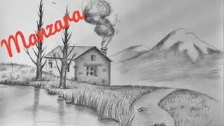 Çok Güzel Bir Dağ Evi | Karakalem Manzara Resmi Çizimi Nasıl Yapılır