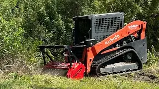 Clearing a fence line. Forestry mulching with Fecon RK6015 and Kubota 65-2!