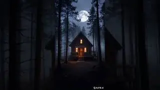 Cozy Cabin in forest foggy night made with Ai #aivideoeditor  #aivideogame #aivideoeditingsoftware
