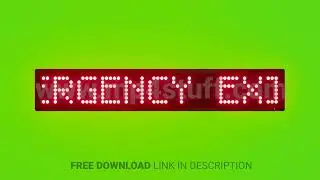 Emergency Exit Scrolling Red Dot Matrix LED Text Animation on Green Screen Seamless Loop