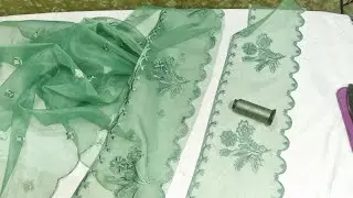How to Attach Embroidered Patches on Dupatta  with CUTWORK