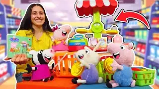 Facciamo le spese insieme a Peppa Pig giocattolo! Video con i giocattoli per i bambini piccoli