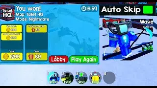 Toilet Tower Defense Auto Skip Nightmare Mode #roblox