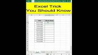 #Shorts | How to Find Month From Date in Excel | Excel Tricks | YT Shorts