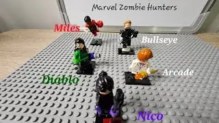 Lego Custom minifigure Marvel's Zombie Hunters Nico, Arcade, Diablo, Bullseye, and Miles Morales