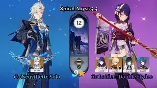 C0 Neuvillette Solo & C0 EM Raiden+Double Hydro | 4.4 Spiral Abyss | 9 Stars | Genshin Impact