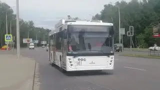 Тралейбус МАЗ 203Т70 бартавы нумар 141 па маршруце нумар 16 у парк Плошча Касманаўтаў па 16 маршруце