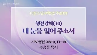 [주일2부예배] 행전강해(30) 내 눈을 열어 주소서 I 사도행전 9:8-9, 17-19 I 주승중 목사 I 2024.10.27