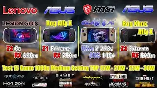 Asus Rog Xbox Ally X & MSI Claw 8 Ai & Asus Rog Ally X & Legion Go S Test TDP 15W - 20W - 25W - 30W