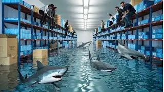 Grocery Store Flooded with Sharks After a Deadly Tsunami😱 #moviereview  #viralvideo #recaps
