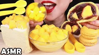 ASMR MANGO PARTY: CREPE CAKE, MOCHI, MACARON, CHOCOLATE SPOONS, PUDDING, JELLY BALL 咀嚼音 망고 리얼사운드 먹방