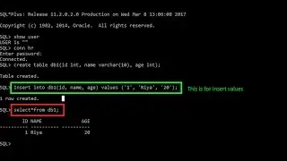 SQL Command Line tutorial 3( INSERT VALUES in table, showing table)