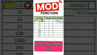 Power of MOD Function In Excel | MOD Formula | Ms Excel Tips & Tricks  #excel #excelworld #exceltips