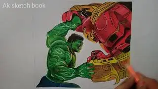 How to make hulk vs hulkbuster drawing || Avangers || Time lapse video