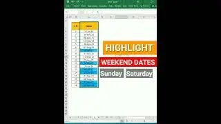 Highlight weekend dates in excel #weekenddates #conditionalformatting