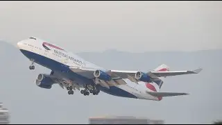 British Airways Boeing 747-400 Sunset Takeoff LAX