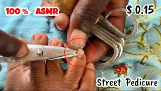 ASMR  RELAXING STREET PEDICURE BY A PROFESSIONAL BARBER. THE LOCAL TECHNIQUE