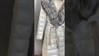 Пуховик с капюшоном, натуральный мех Чернобурой лисы 🔥🔥🔥
