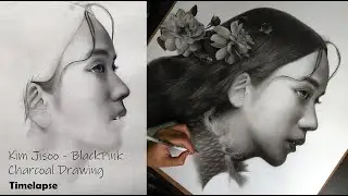 Jisoo (BlackPink) Photorealistic Charcoal Drawing Timelapse