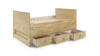 36 View of the Bedz King BK551 Twin Captains Bed with a Twin Trundle & 3 Drawers in Weathered Honey