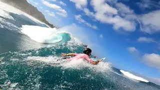 RAW POV GETTING DESTROYED BY A HUGE SECOND REEF SET AT PIPELINE