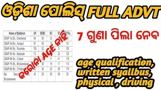 ODISHA POLICE FULL ADVT PDF RELEASE