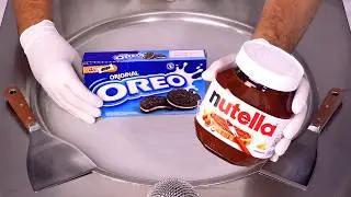How to Make OREO & NUTELLA Ice Cream Rolls | ASMR (no talking)