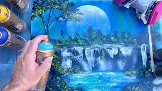 Spray Paint Art Tutorial: Waterfalls and Forests