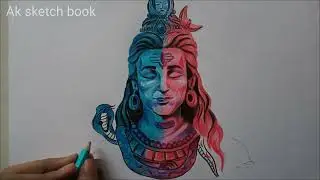 Lord Shiva Drawing with colour pencils.
