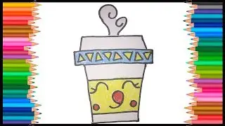 KAWAII draw a cute coffee cup! Кавайные рисунки, рисуем милый кофейный стаканчик!