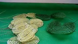 Beading. Sunflower from beads. Lesson 1 Weaving of leaves.