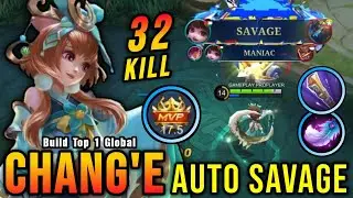 NEW META?! 32 Kills Chang'e Golden Staff Build AUTO SAVAGE!! - Build Top 1 Global Chang'e ~ MLBB