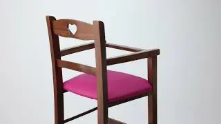 Seggiolone per bambini in legno di faggio tinta Noce scuro con sedute imbottite in ecopelle
