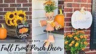 DIY Dollar Tree Fall Front Porch Decor|Pumpkin and Scarecrow DIYs