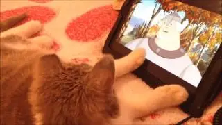 Кошка смотрит мультик Три богатыря I ЛапУшки Котейки