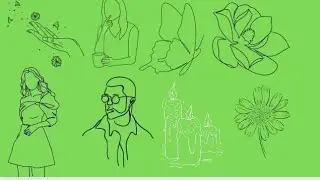 line art on green screen