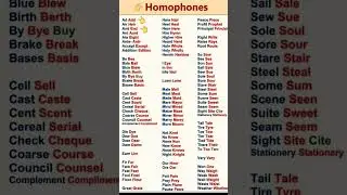 Homophones List | 