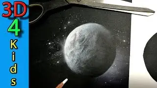 Amazing 3D drawing How to draw the Moon very easy!! for kids