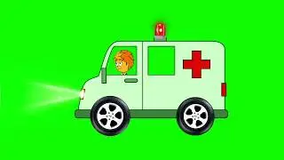 running ambulance with driver green screen