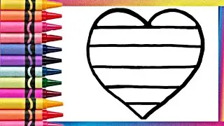 Heart ❤️ 💙 💜 drawing, painting and coloring for kids and toddlers #heart #heartdrawing