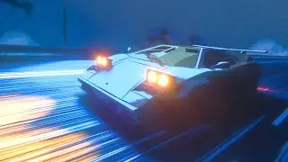Anime Lamborghini Countach - 12 Hours- 4K Ultra HD