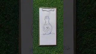 How To Draw Poison Flask With Skull Drawing Step By Step Tutorial | Poison Flask with Flask Drawing