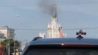 Горит высотка на Котельнической набережной