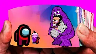 Mini Crewmate VS Skibidi With Grimace Shake| Flipbook
