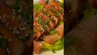 Pan-Seared Tuna Steak with Pomelo Fruit |  Стейк из Тунца в медово-соевой корочке #food #cooking