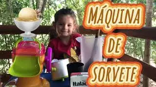 Fazendo sorvete na máquina de sorvete !! o mundo da dodora