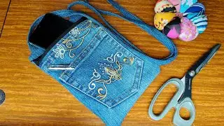 Sling Bag using Old Denim pants // Easy tutorial for Beginners // Ricca Ventura